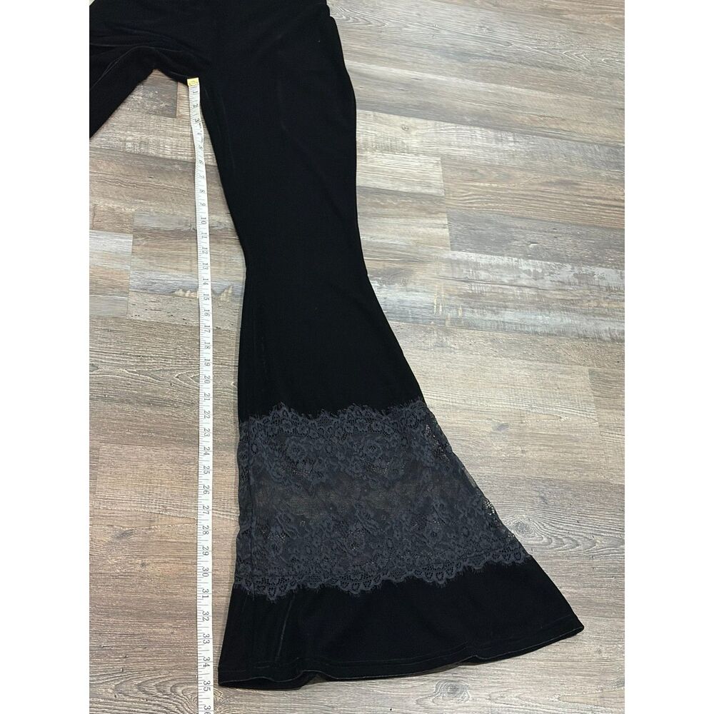 Killstar Carpe Noctem Nova Black Velvet Lace Bell Bottom Flare Pants S Goth - Picture 7 of 12